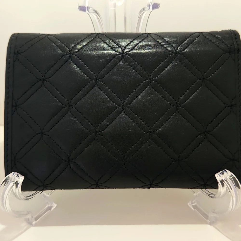 MCM Trifold Quilted Black Leather Wallet - Picture 2 of 11